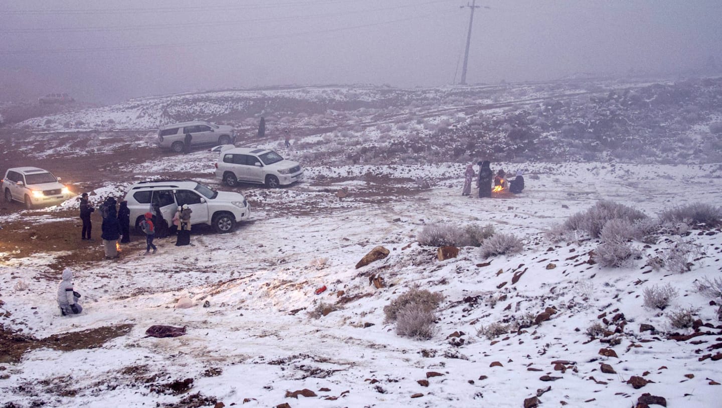 Saudi Arabian Desert Witnesses Snowfall For First Time In History